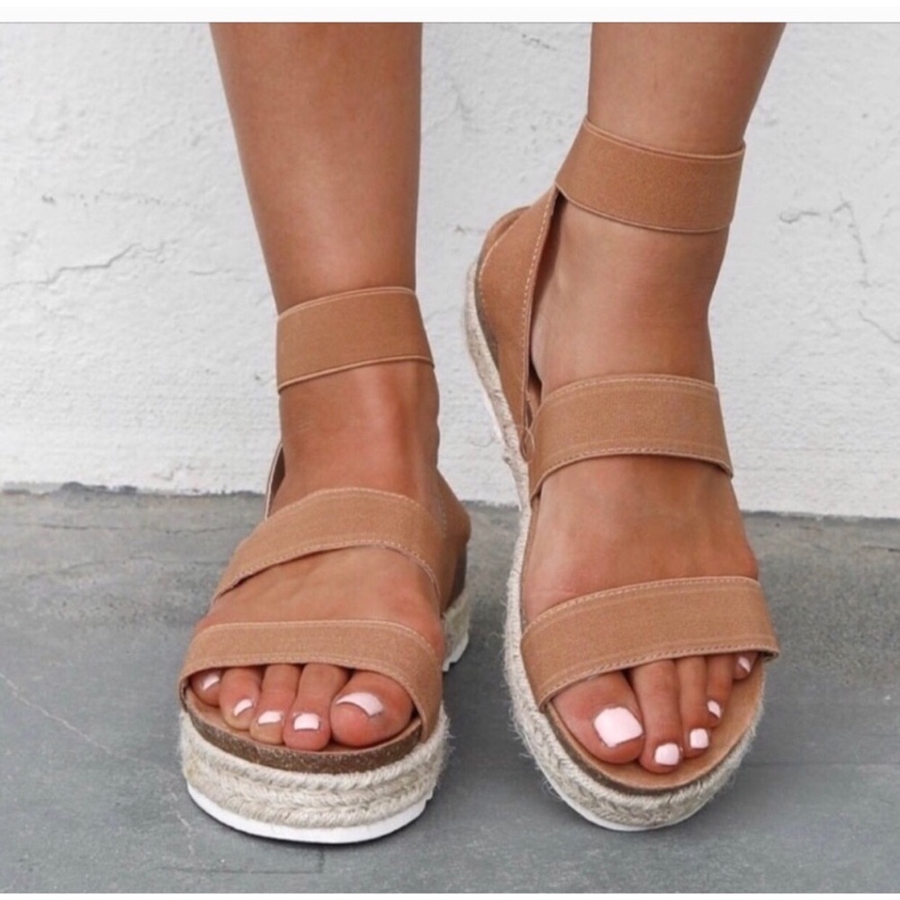 📣”Sophia” ✨Camel Espadrille platform Sandals - Picture 2 of 8